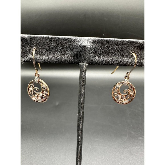 Poshmark eBay Mercari Jewelry - Sterling Silver Filigree Scroll Dangle Earrings Rose Gold Tone